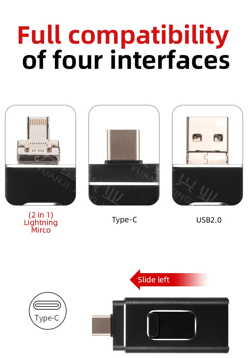 OTG 4 в 1 Тип-c кард-ридер usb2.0 высокоскоростной U диск маленький мини Многофункциональный otg кардридер мобильного телефона из алюминиевого сплава