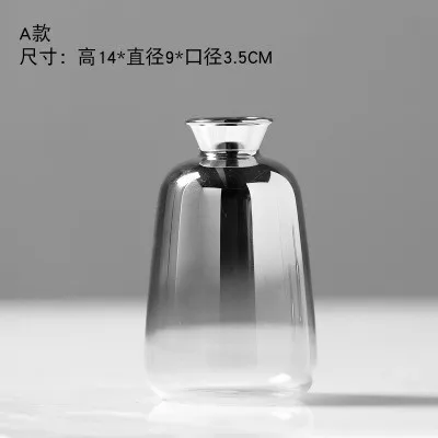 Позолоченная стеклянная мини-ваза в скандинавском стиле - Цвет: Silver-A
