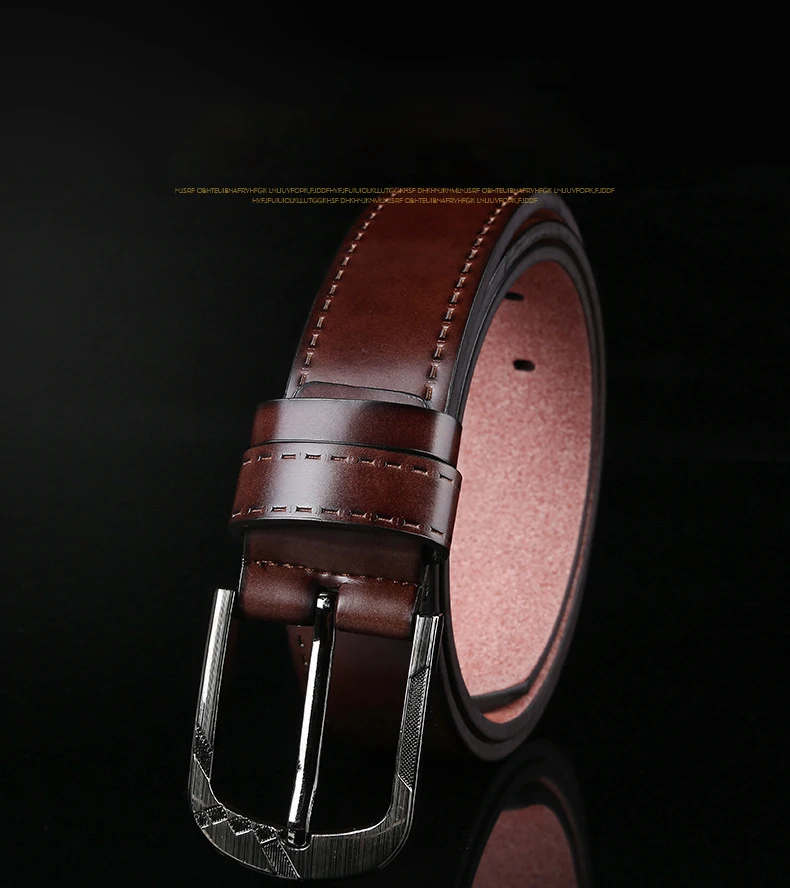 mens red belt Men's new leisure super fiber retro fashion needle buckle pants belt fish belt