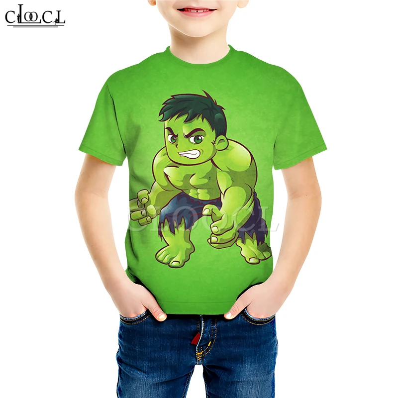  Children Cartoon Hulk Print T Shirts Boy Girl Avengers Invincible Hulk Sweatshirt Superhero 3D Hood