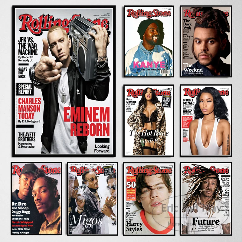 Kanye West Tupac The Weeknd Гарри стили Eminem художественный постер картина живопись Домашний