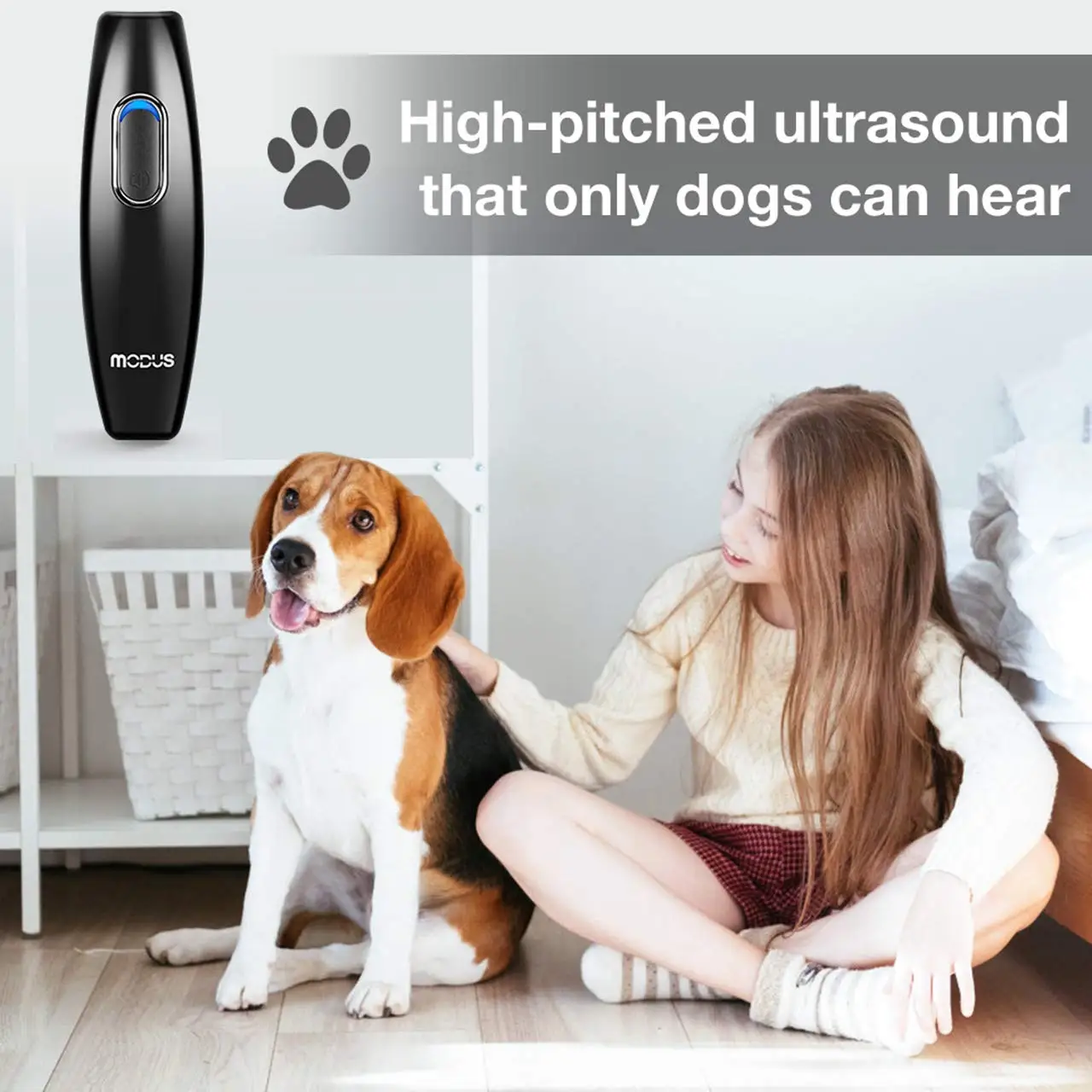 MODUS Anti Barking Device, 2-in-1 Dog Training Tool, 16.4 Ft Large Control Range, Ultrasonic Pet Corrector Whistle, Safe to Use