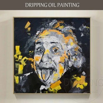 

Professional Artist Hand-painted Einstein Portrait Acrylic Painting on Canvas Knife Painting Abstract Einstein Figure Painting