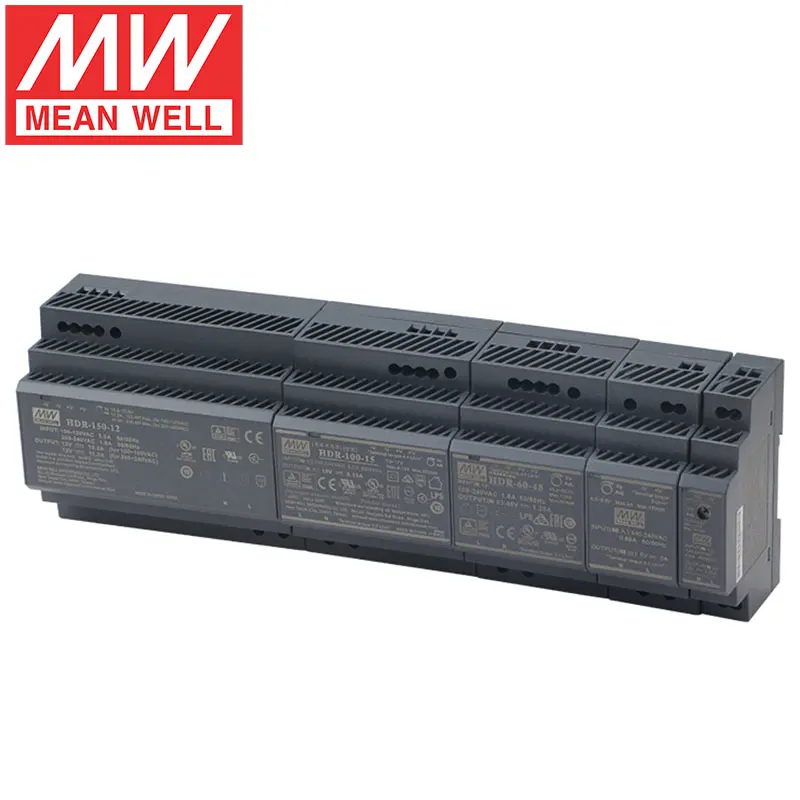 DIN 레일 HDR 스위칭 전원 공급 장치, Meanwell 전원 장치, smps Mean Well HDR-60-24, 30 W, 60 W, 100 W, 150W, 5V, 12V, 15V, 24V, 48V