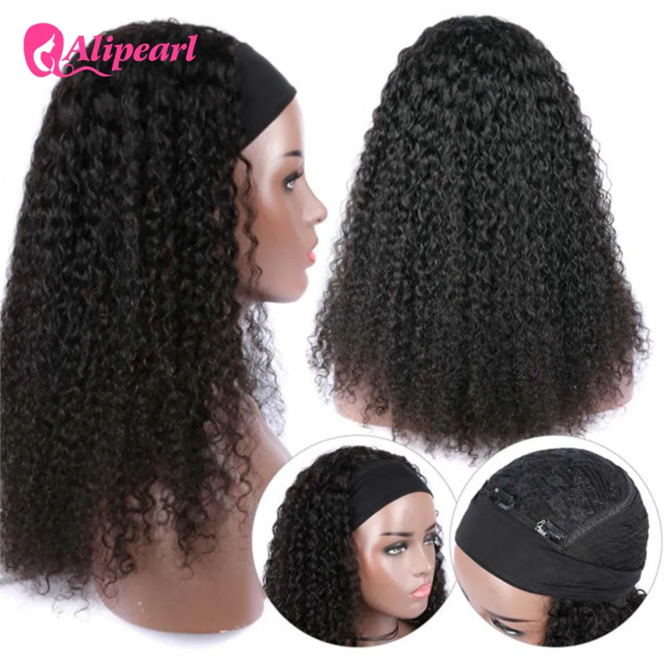 Alipearl Hair Wigs Deep Wave Human Hair Wig With Headband Peruvian