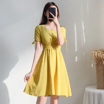 

BGW HT435 Scoop Neck A Line Cocktail Dresses Short Sleeves Yellow Mini Gown 2020 Robes Cocktail Femme Enceinte