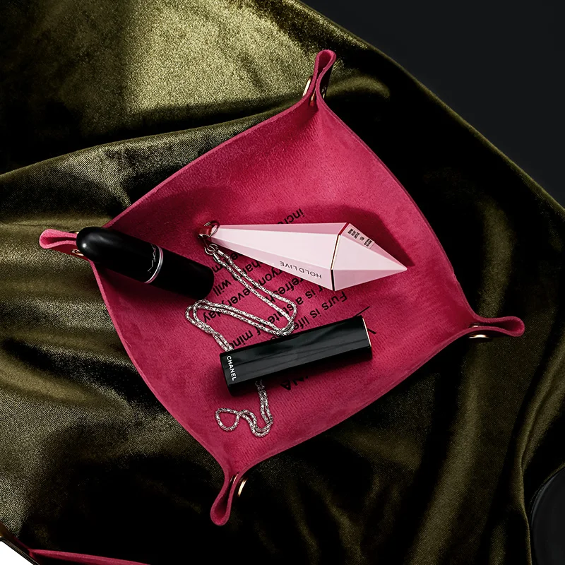 

Creative Leather Valet Trinket Folding Tray Collapsible Phone Key Wallet Coin Desktop Storage Sundries Box Bins Accessories