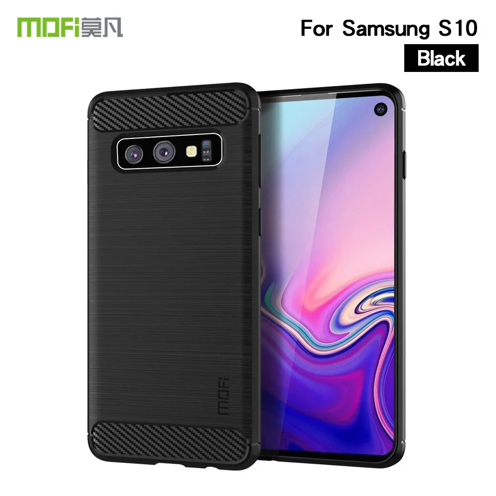 Черный MOFI для samsung Galaxy S10 чехол силиконовый чехол мягкий TPU чехол для Galaxy S10 задняя крышка защитный экран ударопрочный чехол для телефона - Цвет: Черный