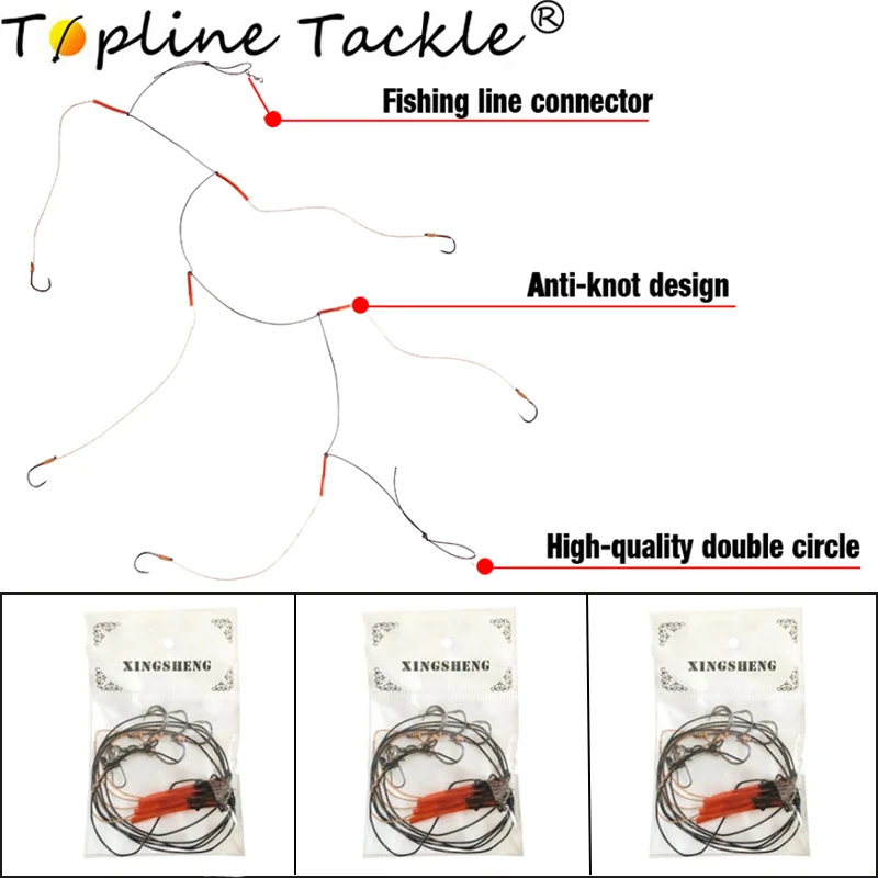 Topline рыболовные снасти из высокоуглеродистой стали, крючок с 5 маленькими крючками, поворотные рыболовные снасти, приманки, рыболовные крючки