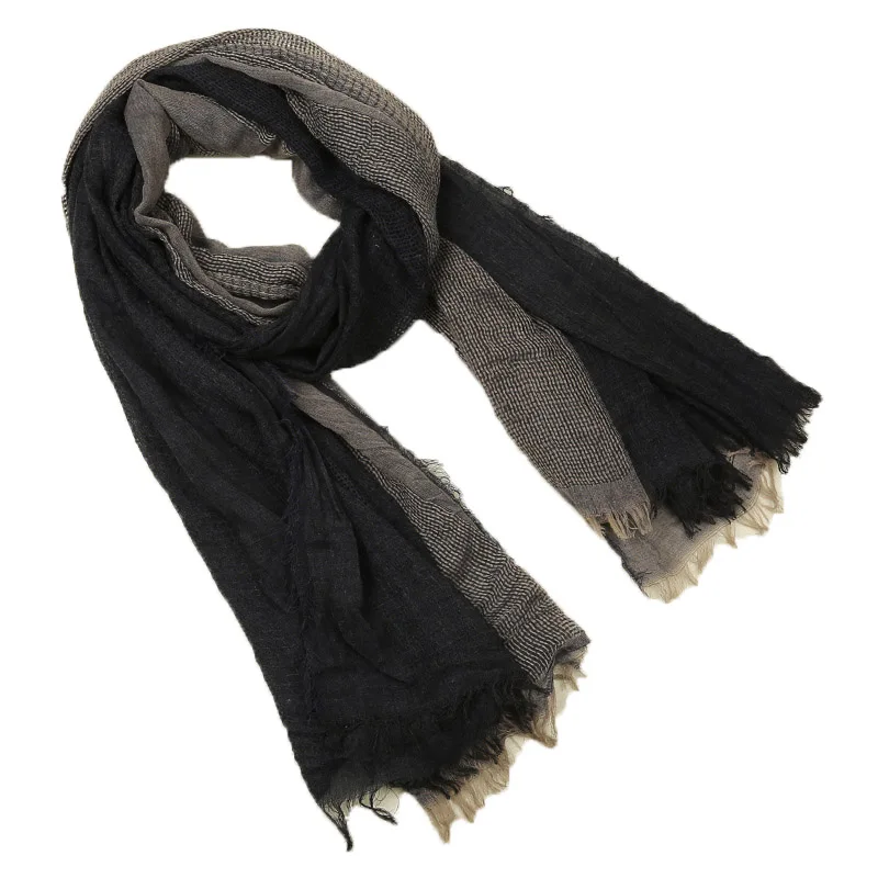 Хлопковый мужской шарф высокого качества, длинный модный шарф в клетку, роскошный теплый осенний и зимний шарф, мужской шарф