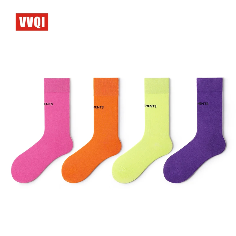 

Korean socks woman pure color candy color fashion street hip-hop cute Japanese harajuku college wind rainbow pile socks