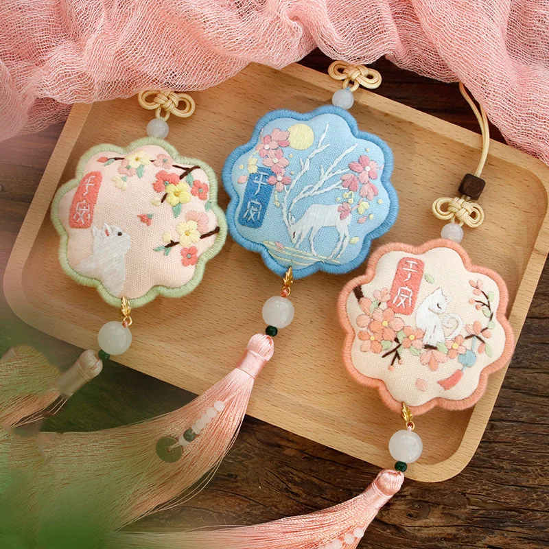 Embroidery Diy Blessing Sachet Car Pendant Animal Safe Wish Home Decor