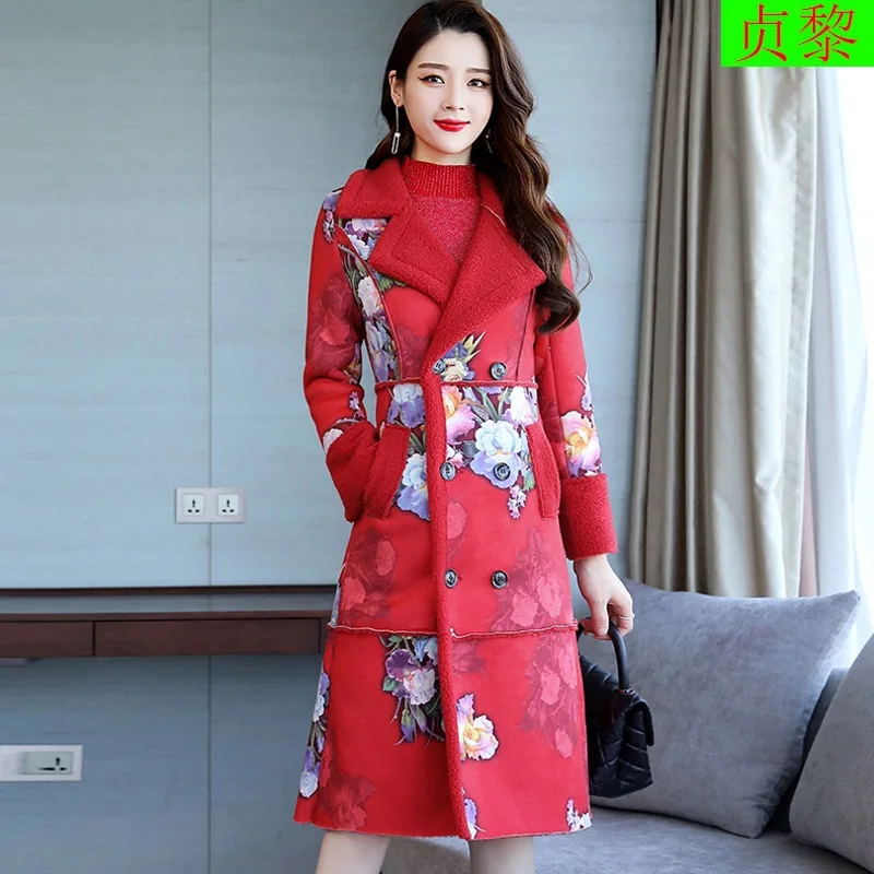 

2018 Winter New Style Korean-style Fashion Cotton-padded Clothes Women's Mid-length plus Velvet Fur Cotton Coat Suede Coat Fashi