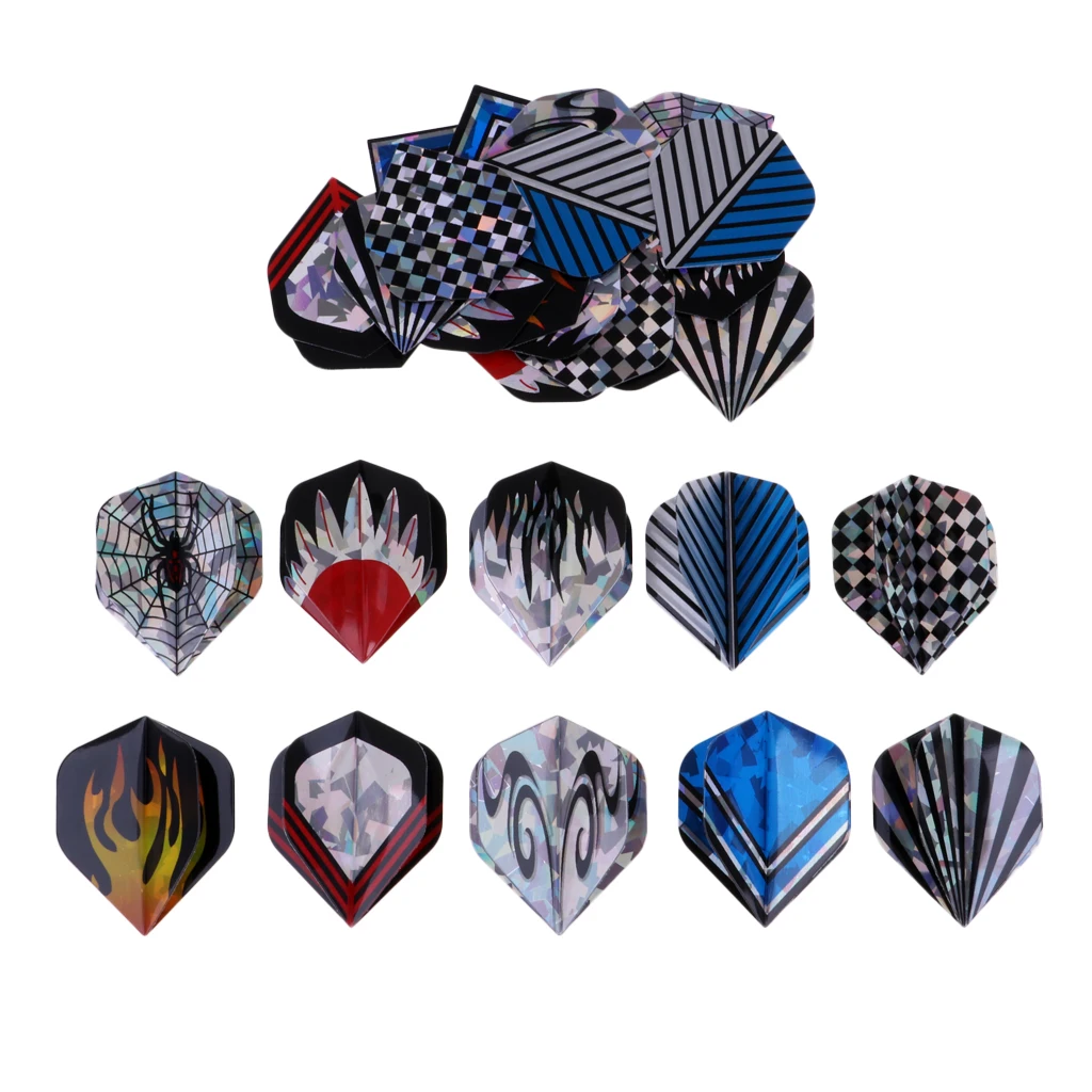

30 Count Standard and Slim Darts Flights Tails Wings with 3D Print Spider Flame Image