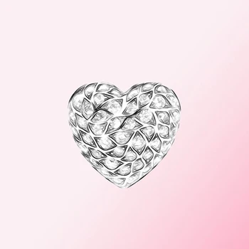 

2019 100% 925 1:1 sterling silver Sparkling Pattern Heart Single Stud Earring Fit Charm temperament ladies jewelry free shipping