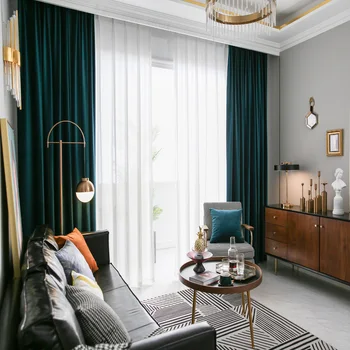 

Nordic style Curtains for Living Dining Room Bedroom Simple Solid Color Chenille Thickened Curtain Finished ProductCustomization