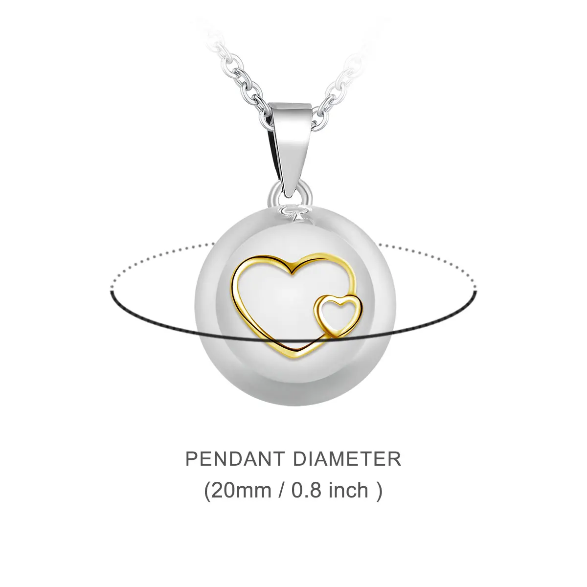 Eudora Maternity Jewelry Mix Styles White Gold Color Heart Chime Bola Pendant Angel Caller Necklace Jewelry For Pregnant Women 2