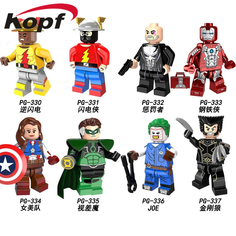 

Single Sale Building Blocks Super Hereos Female Captain America Reverse Flash Iron Man Joe Wolverine Figure Children Toys PG8105