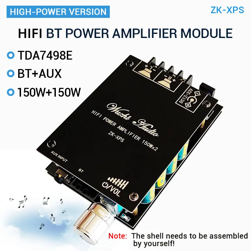 TDA7498E 2*150W 오디오 전력 증폭기 BT 5.0 스테레오 서브우퍼 HiFi 클래스 D 디지털 음악 홈 시어터 AUX 이퀄라이저 앰프