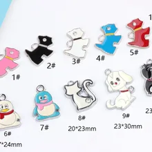 Joe Ran, Южная Корея, самодельный, сделай сам, подвеска из сплава в форме капли масла, белый K End, подвеска для девочек, щенок, пингвин, цветочные серьги-гвоздики