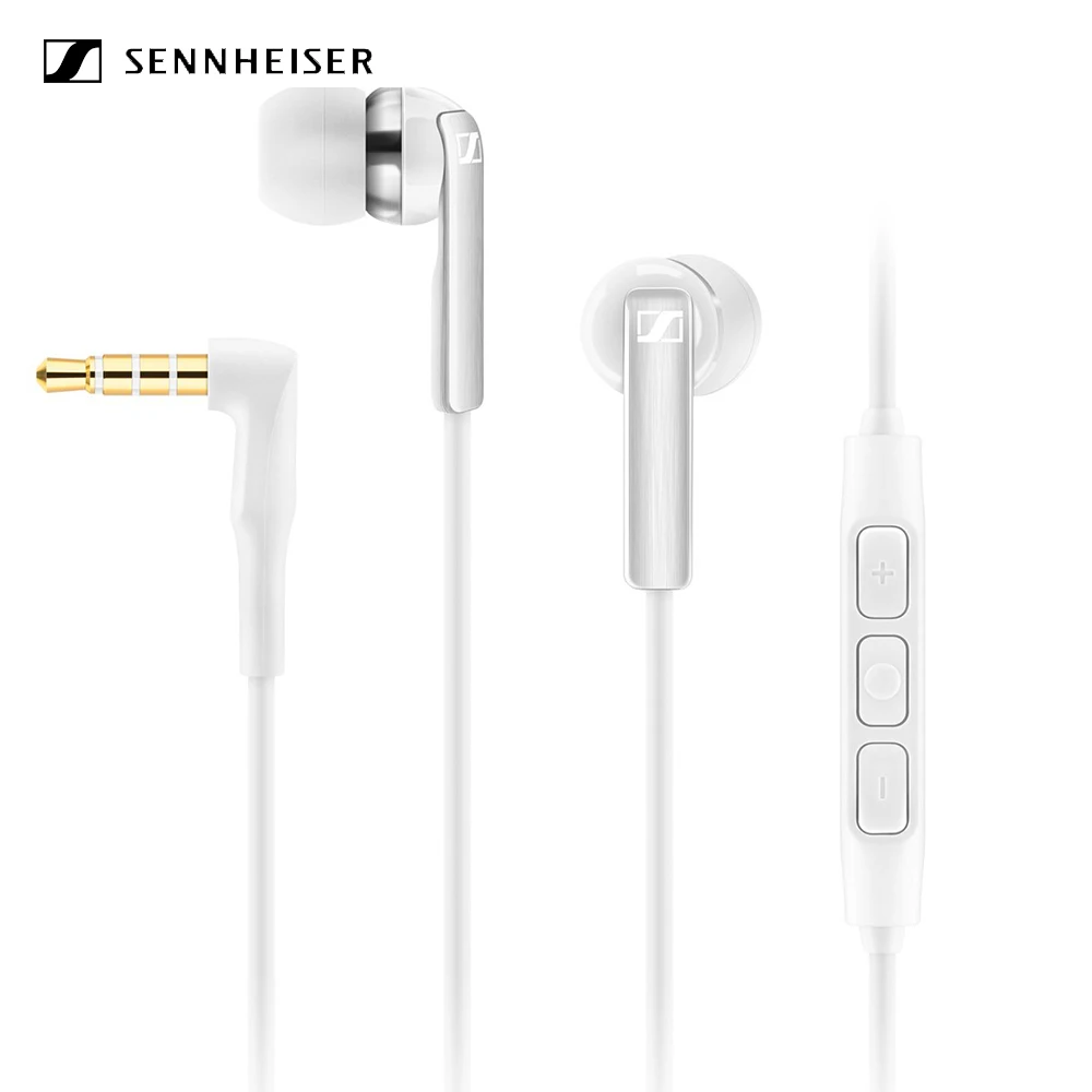 Проводные наушники Sennheiser CX 2.00i 3,5 мм, стерео Спортивная гарнитура с линейным управлением, наушники с глубоким басом и микрофоном для iPhone, устройств iOS - Цвет: Белый