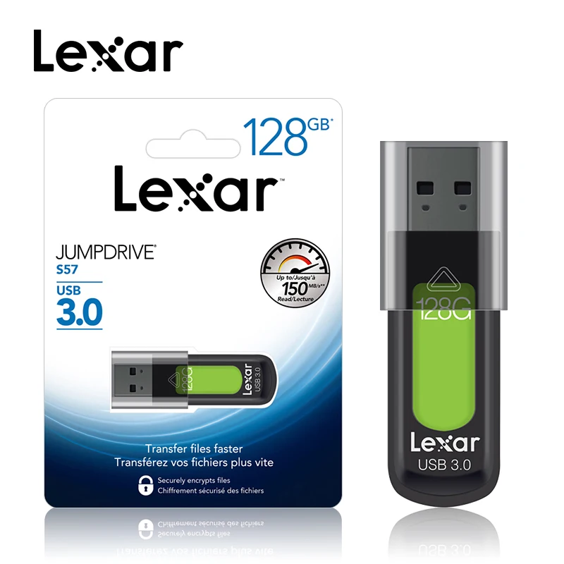 Lexar Jumpdrive S57 флеш-накопитель USB 3,0 32GB 64GB 128GB 256GB U диск 150 МБ/с. Memory Stick 256-bit AES Pendrive для ПК