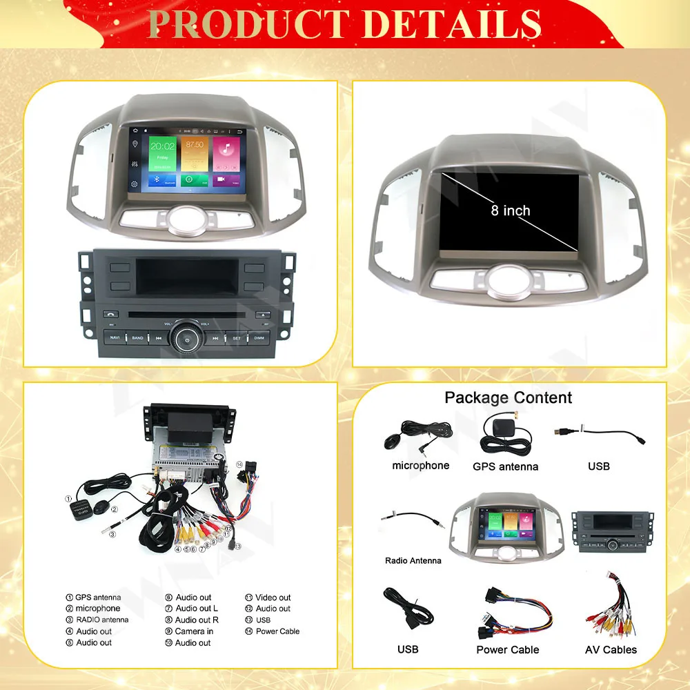 2 Din Carplay Android Radio Receiver Multimedia For CHEVROLET Captiva 2012 2013 2014 2015 2016 2017 2018 GPS Recorder Head Unit