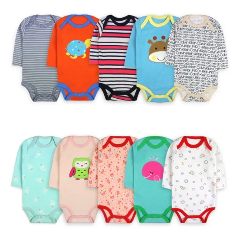 New 5pcs/lots Baby clothes Girl Long sleeve romper boy bodysuit 100% cotton kid for 3-24 months free shipping | Мать и ребенок