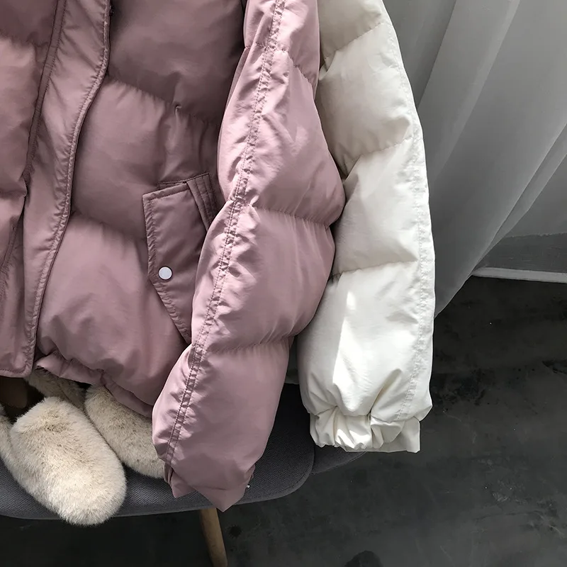Женское зимнее пальто с длинным рукавом и стоячим воротником, женское плотное теплое длинное пальто Casaco Feminino, парки свободного покроя, женское розовое пальто