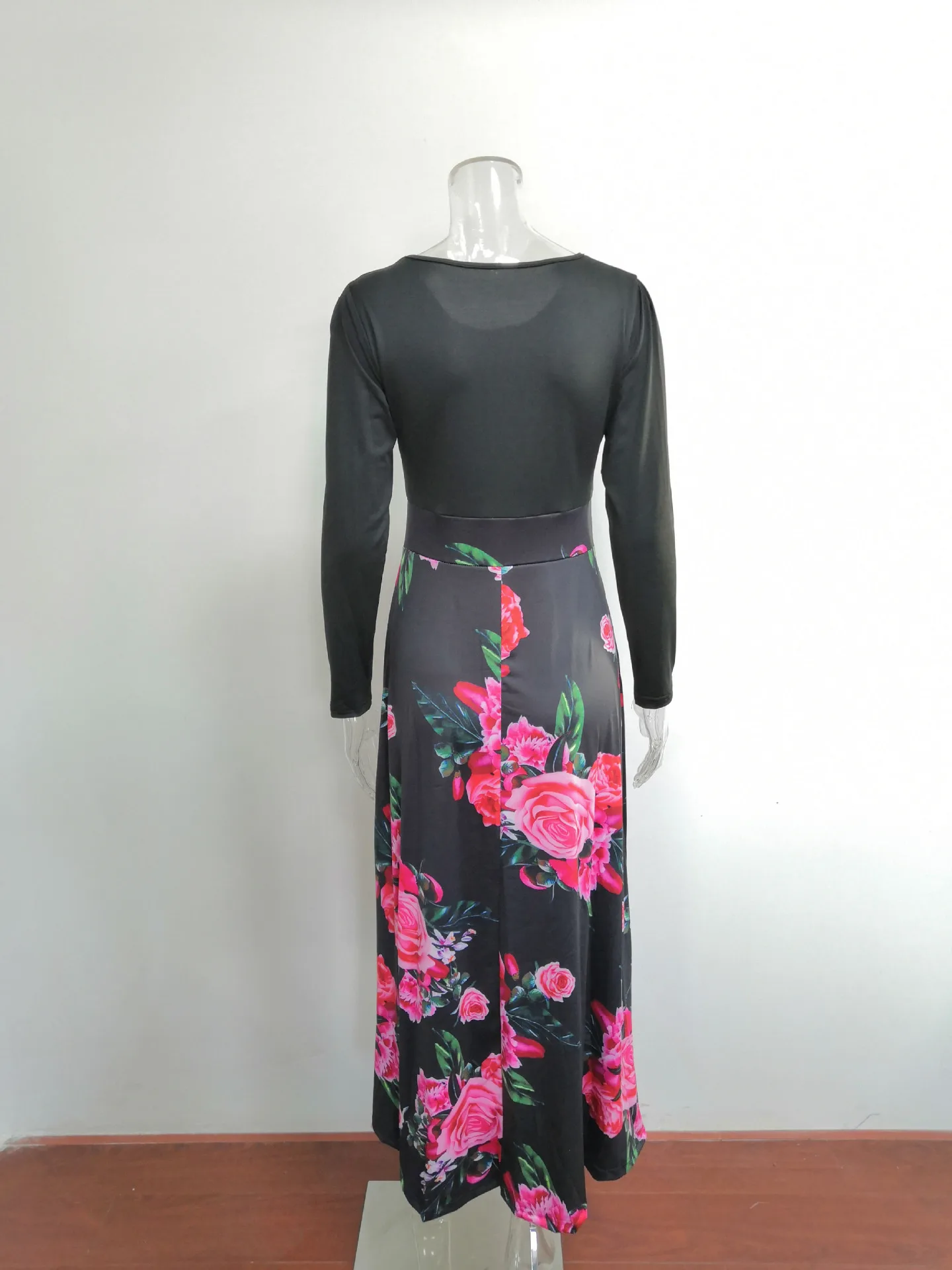 Весна-Осень, женское платье, Повседневная Туника с длинным рукавом и круглым вырезом, платья в стиле пэчворк, модное винтажное платье макси с принтом, Vestidos