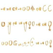 

CANNER 3 4Pcs/Set Moon Star Lightning Suit Earrings Pendientes Women Earring Piercing Earrings Hoops Korean Fashion Y2K Jewelry
