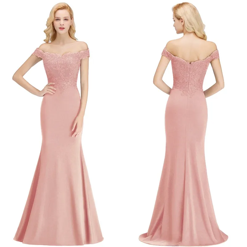 Розовое длинное платье Русалка для выпускного вечера 2019 vestidos de gala jurken с открытыми плечами платье без рукавов аппликация женское вечернее