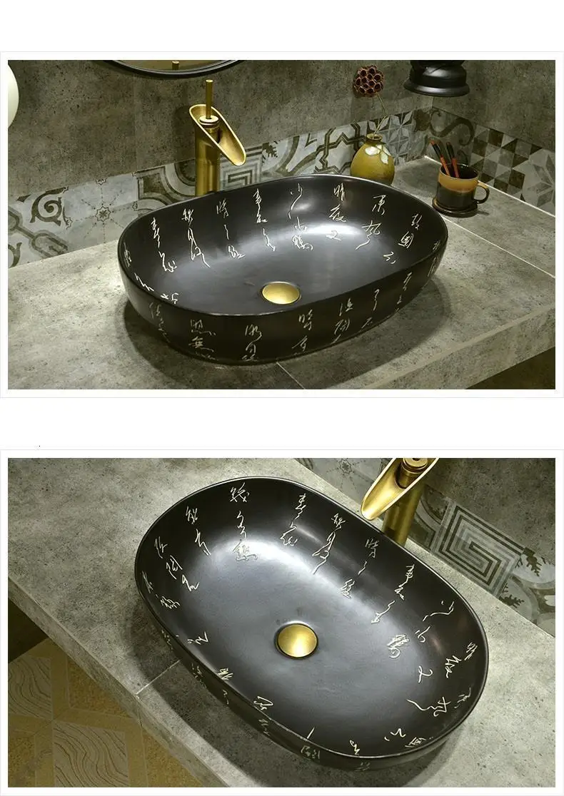 Черный Waschtisch чаша поо Wasbak Fregadero Vanity Salle De Bain Umywalka Nablatowa Куба Banheiro Ванная комната раковина умывальник