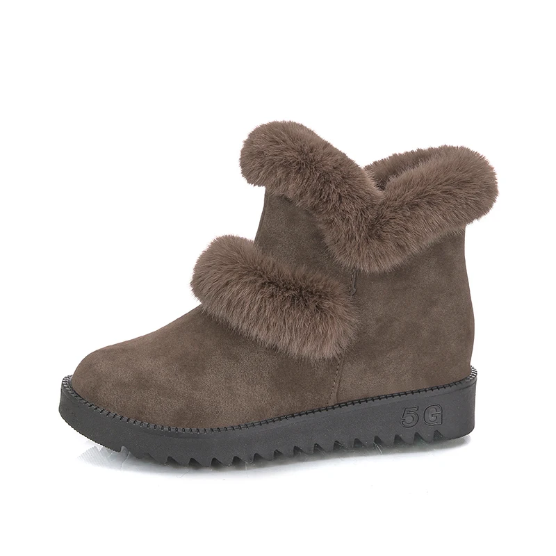 Snow Boots Brand Women Winter Boots Flat Heel Suede Mother Shoes Antiskid Flexible Women Fashion Casual Furry Boots - Color: Brown
