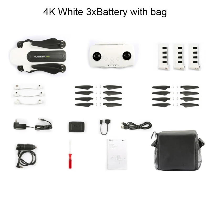 White 3B with Bag Hubsan H117S Zino gps 5,8G 1 км Складная рукоятка FPV с камерой 4K UHD заказной Радиоуправляемый Дрон Квадрокоптер RTF высокоскоростной гоночный FPV - Цвет: White 3B with Bag