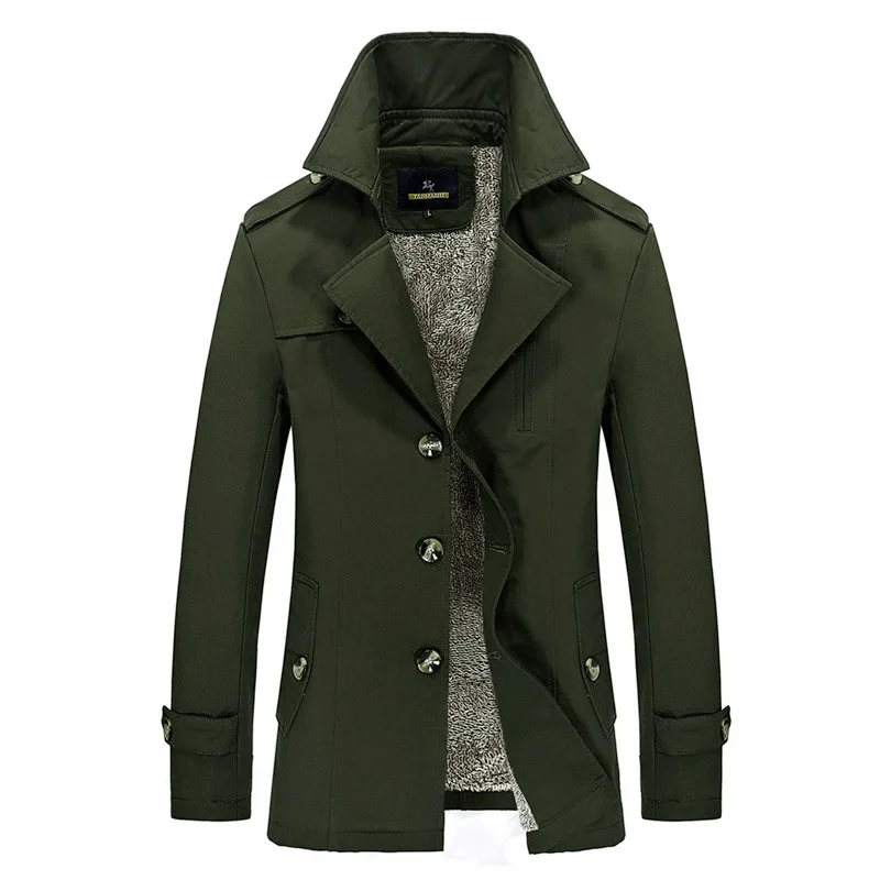 

Winter Men Jacket Coat Pure Cotton Brushed And Thick Casual Large Size Men's Wear Mid-length Men's Duster