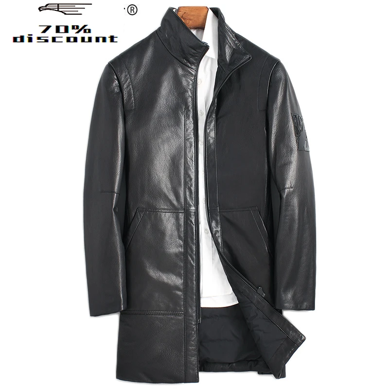 

Men Goatskin Down Jacket Winter Genuine Leather Jacket Men Clothes Long Coat Slim Blouson Cuir Homme ML-DAF20920 KJ2294