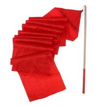 Танцевальная лента, балетный скручивающийся стример, художественная гимнастическая лента ярко-красного цвета-прочная и безопасная для использования с нескользящим деревянным стержнем