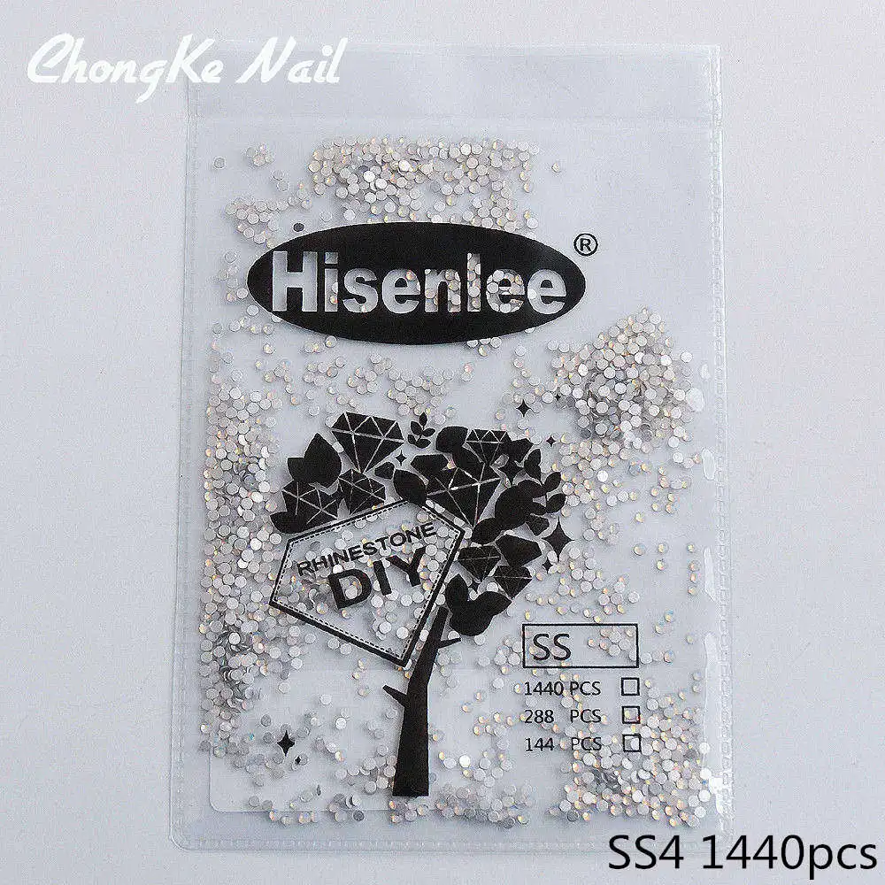 SS4 1440pcs Высокое качество, 1 упаковка, много размеров, SS3-SS30, снежный опал, без тепла, фиксированное плоское стекло, горный хрусталь, 3D Шарм, сделай сам, украшение для ногтей - Цвет: SS4 1440pcs