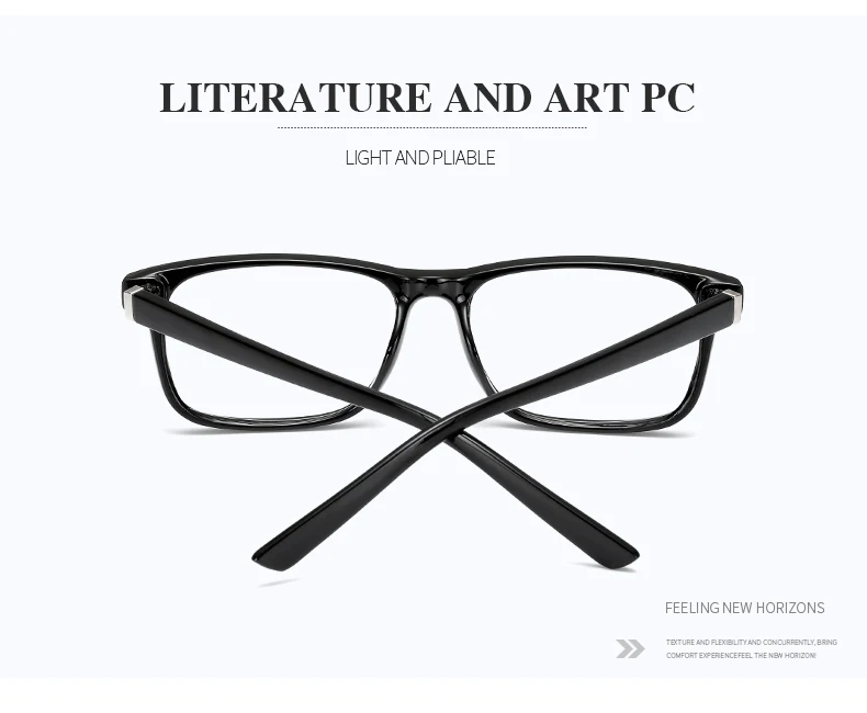 Rectangular Glasses Frame Men's Transparent Lens Flat Glasses Ladies Comfortable Black Blue Students Glasses Frame Lightweight