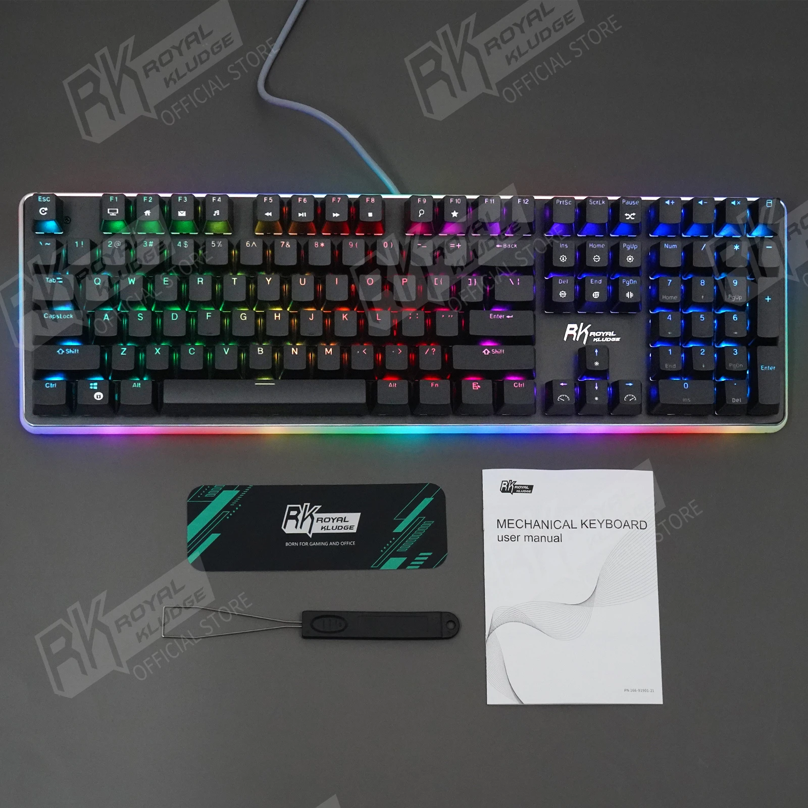 best computer keyboard Official Original RK918 Wired Mechanical Keyboard, RGB Backlit Gaming Keyboard with Large LED Sorrounding Side Lamp,108 Keys desktop computer keyboard