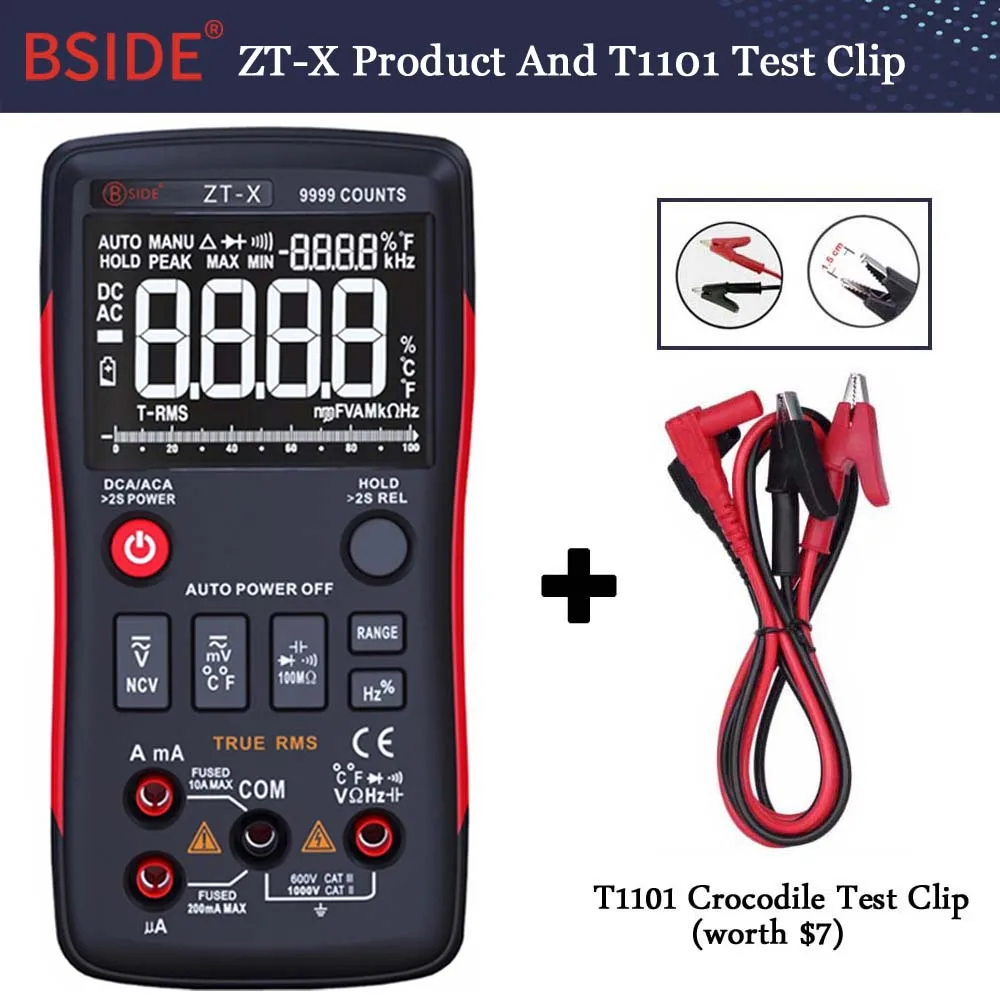 ZT-X-T1101 BSIDE ZT-X Цифровой мультиметр True RMS 9999 отсчетов 3 линии дисплей Multimetro DMM DC/AC Вольтметр Амперметр Ом Гц тестер температуры - Цвет: ZT-X-T1101