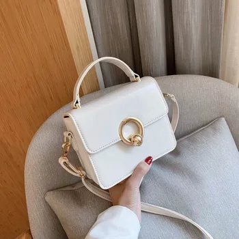 

white Crossbody Bags For Women 2020 Small Handbag Small Bag PU Leather Hand Bag Ladies Designer with handle