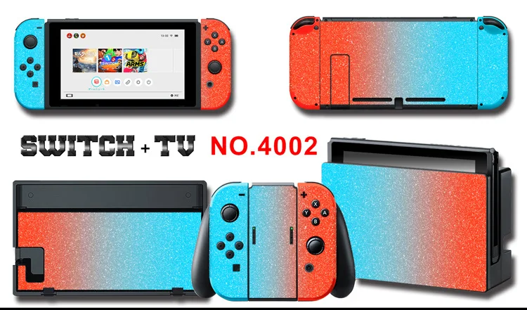 1set New Cute Anime Full Body Sticker for NS Switch Protective Cover Skin Colorful Art for Game Console Joy-Con Controller Decor
