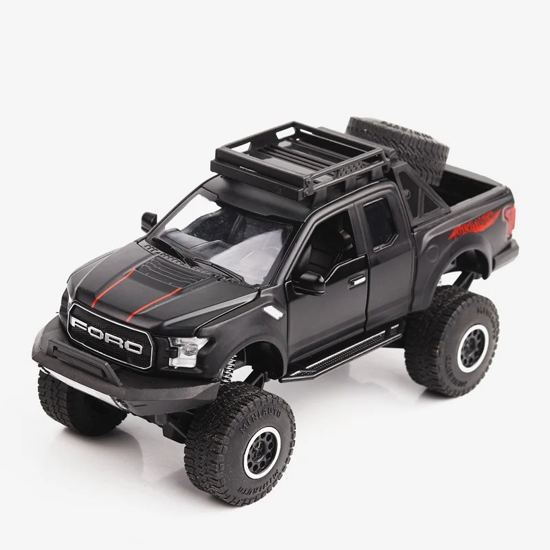 1/28 масштаб Ford Raptor F150 литая под давлением модель из сплава автомобиля со звуком и