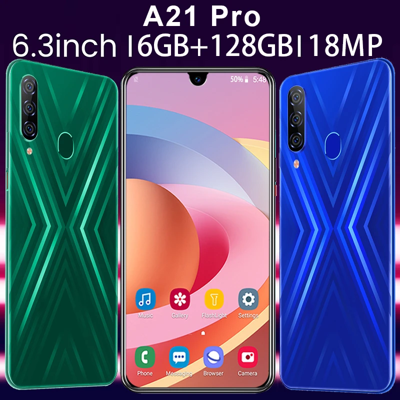 Cheap phone A21pro Mobile phone 6.3 inch Water Drop Screen 4G Cellphone 6GB+128GB Smartphone 6MP+18MP Unlocked smartphone