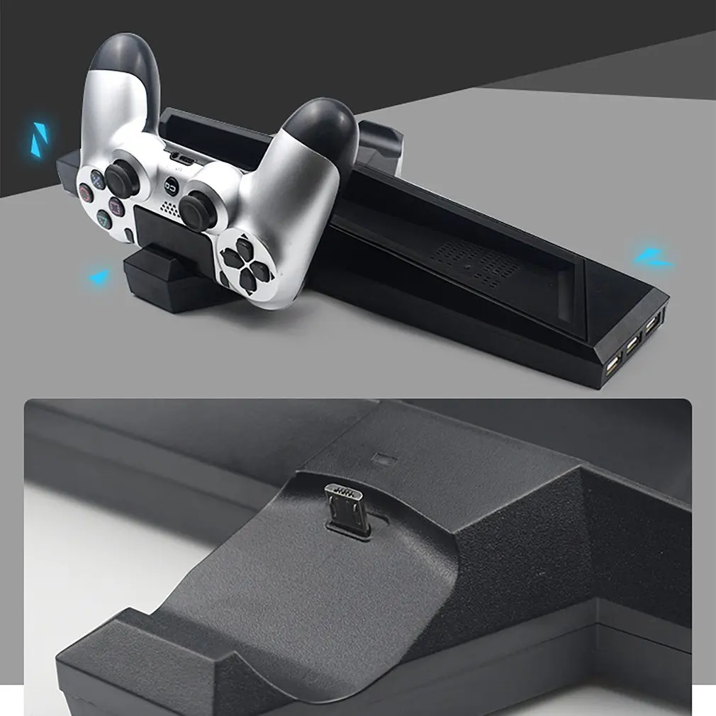 Для PS4/PS4 Slim/PS4 Pro вертикальная подставка с охлаждающим вентилятором двойной контроллер зарядное устройство зарядная станция для SONY Playstation 4 кулер