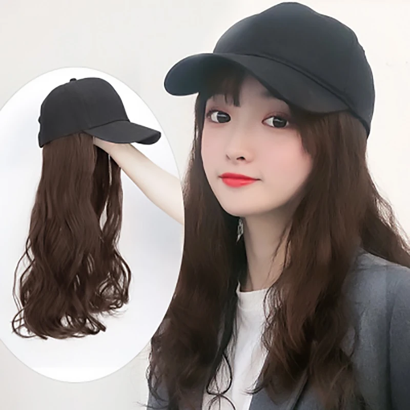 

2019 Casual Fashionable Winter Autumn Warm Comfortable Hip Hop Kitting Cap Women Solid Color wig Casual Cap Hat