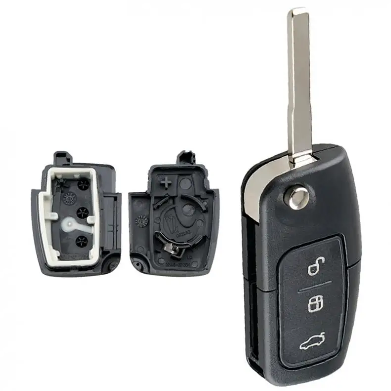 

3 Buttons Car Key Fob Case Shell Replacement with HU101 Blade Flip Folding Remote Cover Fit for For-Ford FOCUS