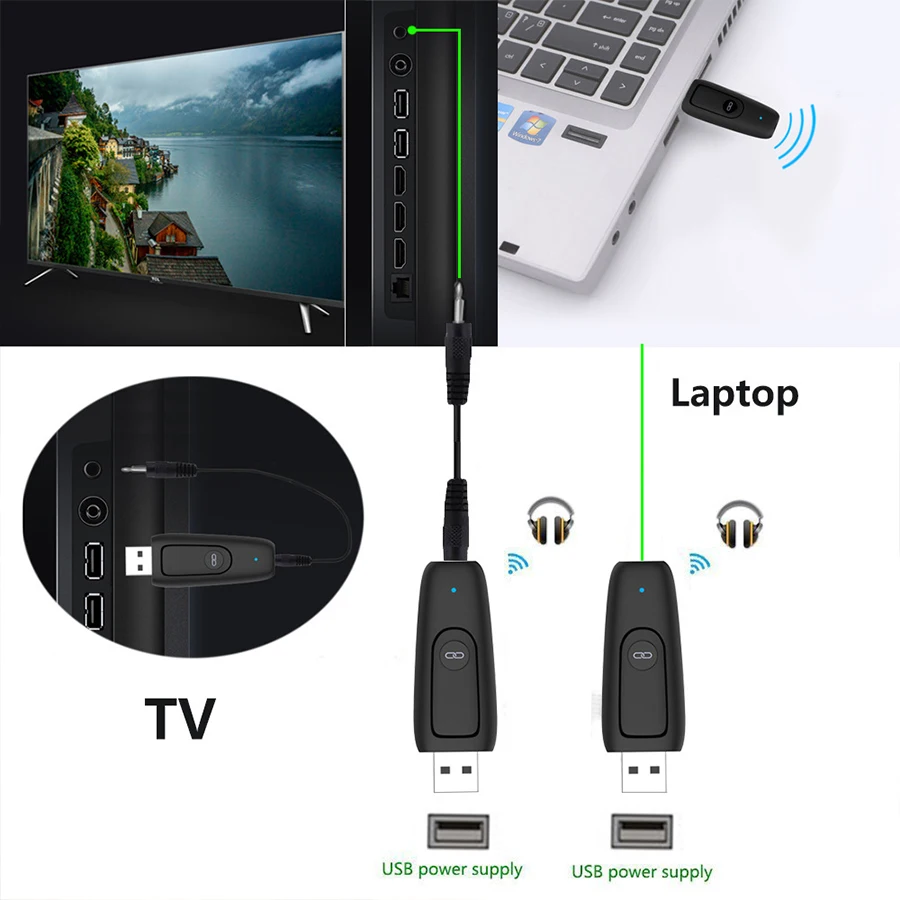 USB Bluetooth передатчик AptX LL Bluetooth 5,0 адаптер стерео 3,5 мм Aux Jack аудио беспроводной адаптер для ПК ТВ динамик